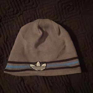 Grey/ blue reversible Adidas beanie
